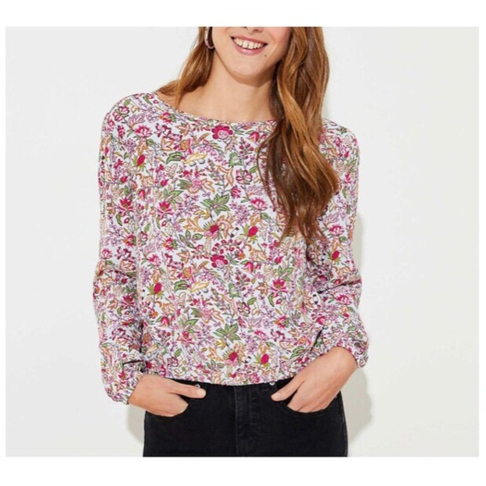 NWT LOFT Jungle Wrap Back Floral Print Cropped Top